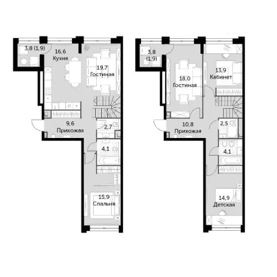Пентхаус в ЖК Эра — видовые этажи до 151,7 м²
