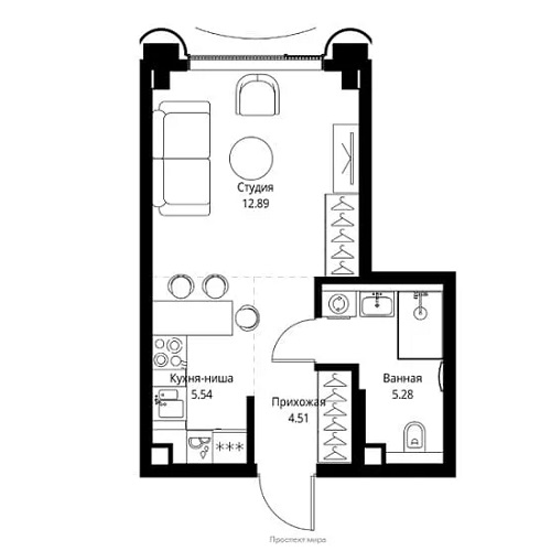 Студия в ЖК Эра — планировка от 26,6 м²